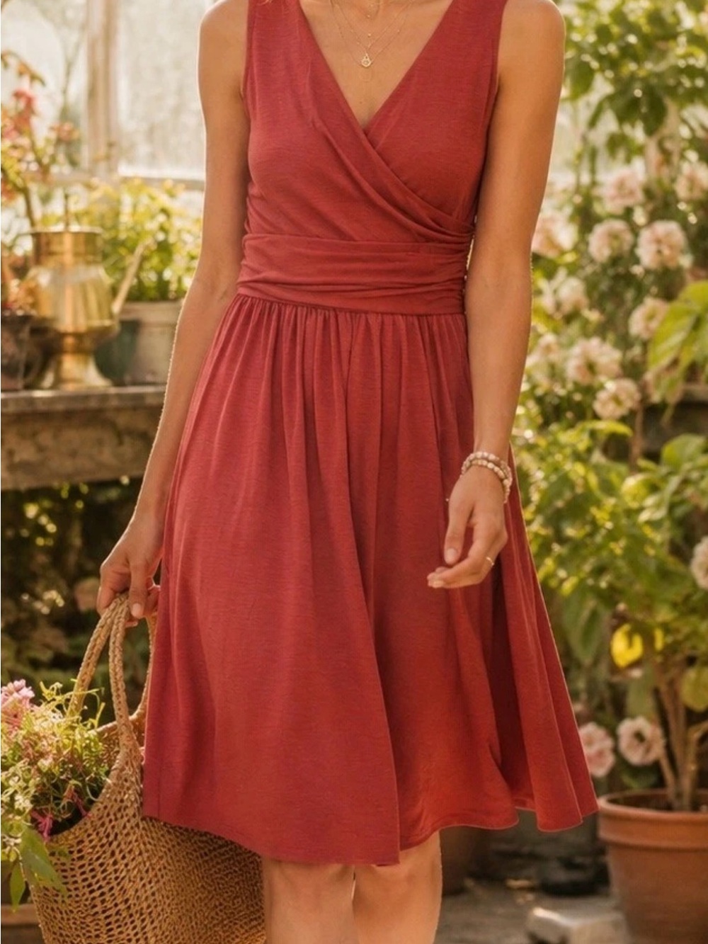 Maeve Anthropologie Women’s Sleeveless V-Neck Nora Dress textured Orange XS